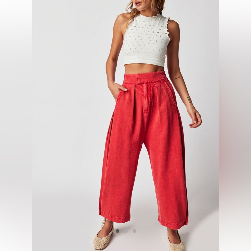 Black Friday Sale - Free People Cool Harbor Wide-Leg Pants Red (aka “High Risk”)